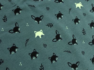 0,5 m Baumwolljersey "Glow in the Dark", 150 cm breit, Fuchse