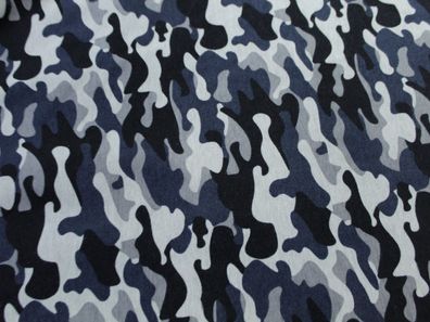 0,5 m Jersey Camouflage,150 cm breit, grau, schwarz, blau