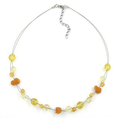 Kette Drahtkette mit Glasperlen gelb-orange-transparent 44cm