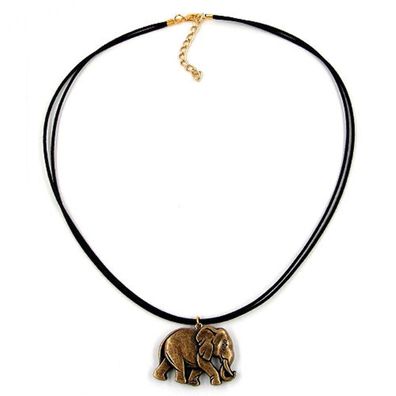 Kette, Elefant altmessingfarben schwarz-gold