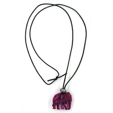 Kette, Elefant, fuchsia-altsilber, 100cm