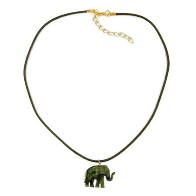 Kette, kleiner Elefant, oliv-marmor