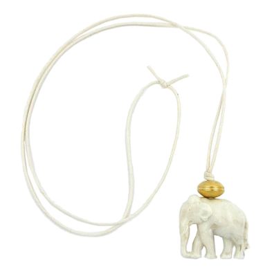 Kette, Elefant weiß-goldfarben-marmoriert, 90cm