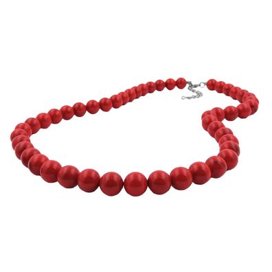 Kette 12mm Kunststoffperlen rot-schwarz-marmoriert 45cm