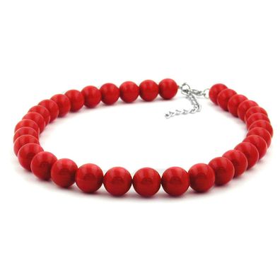 Kette 12mm Kunststoffperlen rot glänzend 40cm