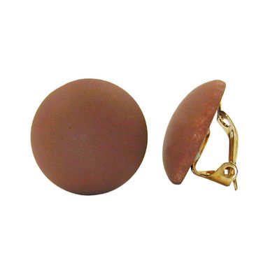 Clip Ohrring 18mm nougat-braun matt Kunststoff-Bouton