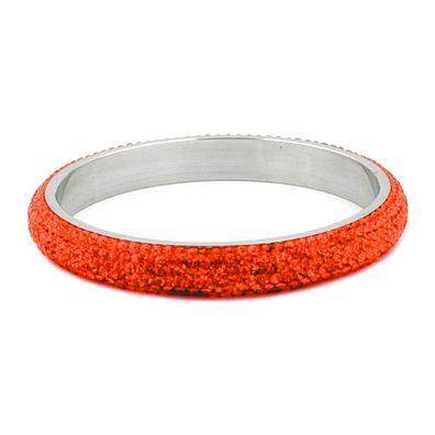 Armreif 10mm 6-reihig Glassteine rot-orange