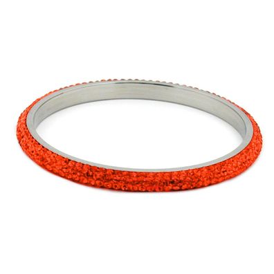 Armreif 6,5mm 4-reihig Glassteine rot-orange