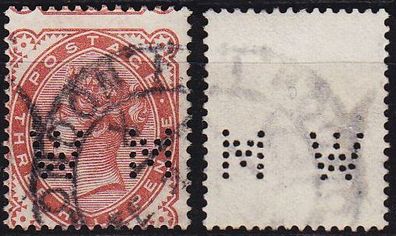England GREAT Britain [1880] MiNr 0057 ( OO/ used ) [02] Firmenlochung perfin
