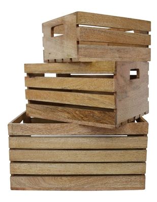 3x Holz Kiste Allzweckkiste Holzkiste Weinkiste Obstkiste Box Antik-Stil