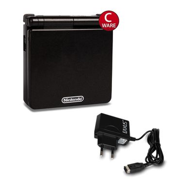 Gameboy Advance SP Konsole in Schwarz / Black + original Gba SP Ladekabel #56C