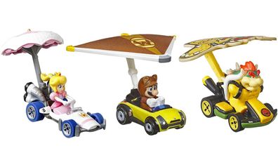 Hot Wheels Mario Kart Mini Fahrzeuge 3er Pack (Mario, Bowser, Princess Peach)