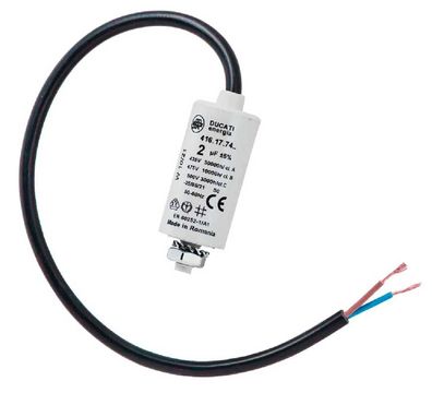 2 uF Motorkondensator Betriebskondensator 2 µF mit Kabel Kondensator