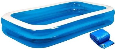 Aufblasbarer Pool - rechteckig - 305 x 183 x 50 cm - blau - mit Abdeckung