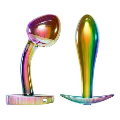 2er Analplug Set in Regenbogenfarben + Metall + Konisch Butt Plug + Sexspielzeug