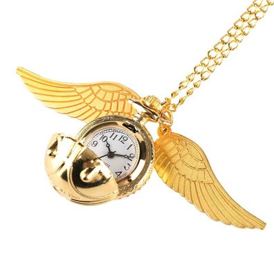 Goldener Schnatz Ball Anhänger Taschenuhr Quarz Halskette Uhr