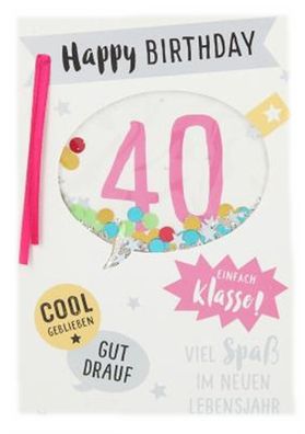 100% Glitzer Geburtstagskarte Anlasskarte Klappkarte10496-005: 40 - Happy Birthday