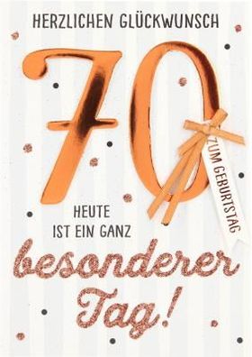 100% Glitzer Geburtstagskarte Anlasskarte Klappkarte10496-012: 70. Geburtstag - Herzl