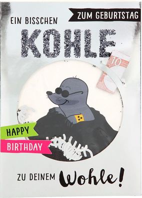 100% Glitzer Geburtstagskarte Anlasskarte Klappkarte10496-029: Zum Geburtstag ein bis