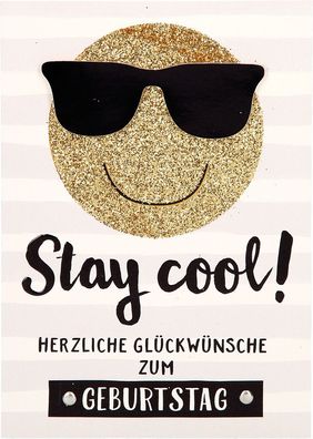 100% Glitzer Geburtstagskarte Anlasskarte Klappkarte10496-035: Stay cool! Herzliche G