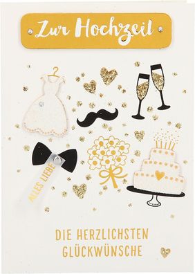 100% Glitzer Geburtstagskarte Anlasskarte Klappkarte10496-046: Zur Hochzeit Die herzl