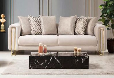 Design Textil 3 Sitzer Weiß Elegant Modern Sofa Couch Polsterung Neu Wohnzimmer