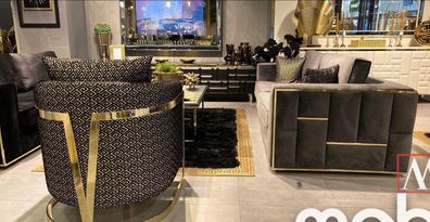 Design Sessel Luxus Klassische Modern Lehn Textil 1 Sitzer Möbel Einsitzer Sofa