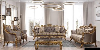 Luxus Garnitur Set 5tlg Sofagarnitur 3 + 3 + 1 + 1 Sitzer Couchtisch Sofa Sofas