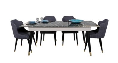 Luxus Esszimmer Tisch Design 4x Stühle Essgruppe Lehnstühle Set Garnitur Möbel