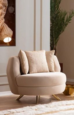Sessel Luxus Polster Möbel Wohnzimmer Einsitzer Sessel Textil Lounge Restaurant