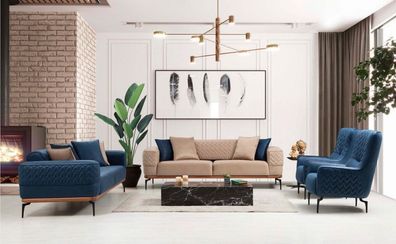 Design Einsitzer Sessel Textil Wohnzimmer Lounge Metall Luxus Design Sofa Möbel