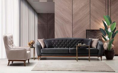 Luxus Couch Sofagarnitur Komplette Couchgarnitur 4 + 1 Sitzer Sessel Stoff Set Neu