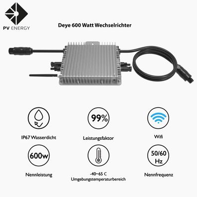 Deye Micro Wechselrichter SUN600G3-EU-230 Einphasig mit Schnellabschaltung 600 Watt