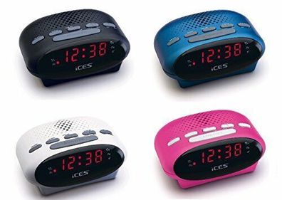 iCES ICR-210 Uhrenradio 2 Weckzeiten, Schlummerfunktion/ Sleeptimer, versch. Farbe