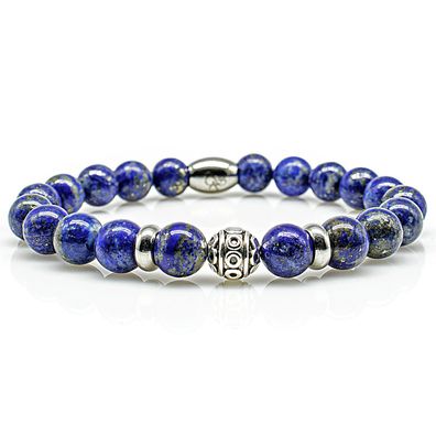 Lapislazuli Armband Bracelet Perlenarmband Beads R Silber blau 8mm Edelstahl
