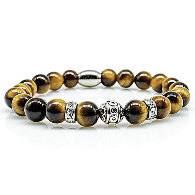 Tigerauge Armband Bracelet Perlenarmband Beads S 8mm Edelstahl Klasse A+
