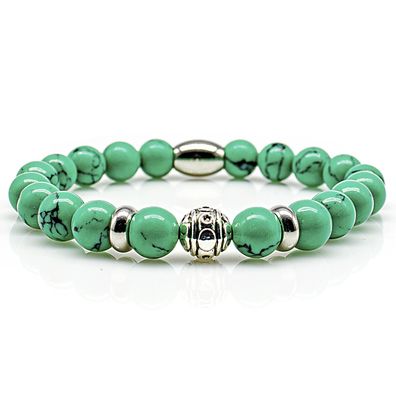 Türkis Armband Bracelet Perlenarmband Beads R silber grün 8mm Edelstahl