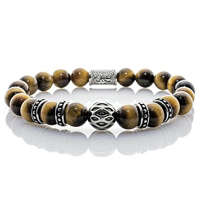 Tigerauge Armband Bracelet Perlenarmband Beads Silber 8mm Edelstahl Klasse A+