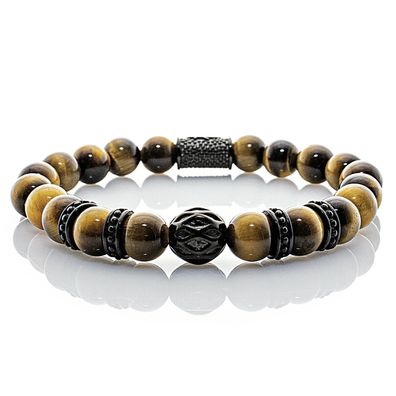 Tigerauge Armband Bracelet Perlenarmband Beads Black 8mm Edelstahl Klasse A+