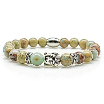 Serpentin Armband Bracelet Perlenarmband Buddha S silber 8mm Edelstahl Perlen