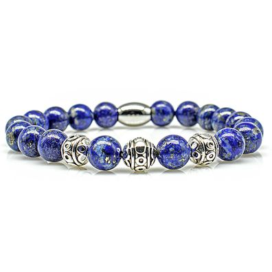 Lapislazuli Armband Bracelet Perlenarmband Beads Silver blau 8mm Edelstahlkugeln