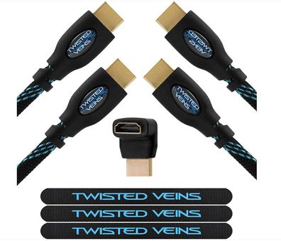 Twisted Veins Premium HDMI Kabel, High Speed mit Ethernet Es Uunterstützt 2.0b 4K 60H