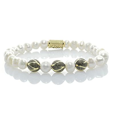 Süßwasserperlen 925 Sterling Silber Armband Bracelet Perlenarmband Beads Gold18k