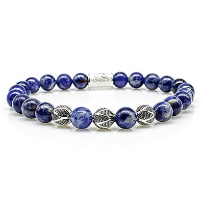Sodalith 925 Sterling Silber Armband Bracelet Perlenarmband Silber Kugel blau