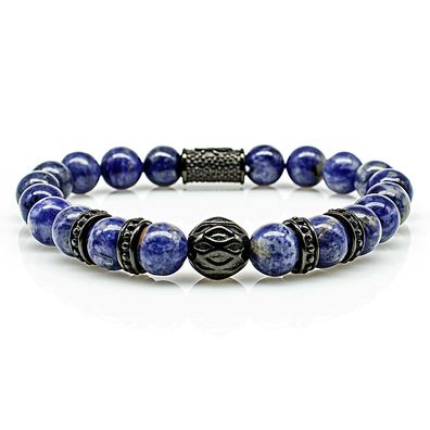 Sodalith Armband Bracelet Perlenarmband Beads black schwarz blau 8mm Edelstahl