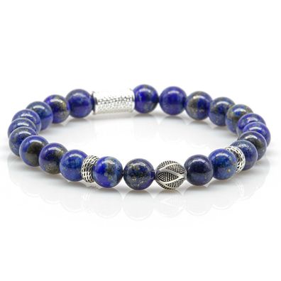 Lapislazuli 925 Sterling Silber Armband Bracelet Perlenarmband Beads S blau 8mm