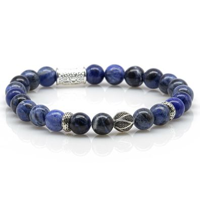 Sodalith 925 Sterling Silber Armband Bracelet Perlenarmband Kugel S blau