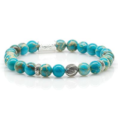 Jaspis 925 Sterling Silber Armband Bracelet Perlenarmband Beads R blau 8mm