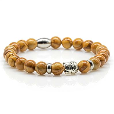 Naturholz-Spitze Armband Bracelet Perlenarmband Buddha R Steinperlen Edelstahl