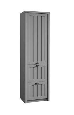 FURNIX Hochschrank LEVAN S1D2S Wäscheschrank mit Tür und 2 Schubladen Grau